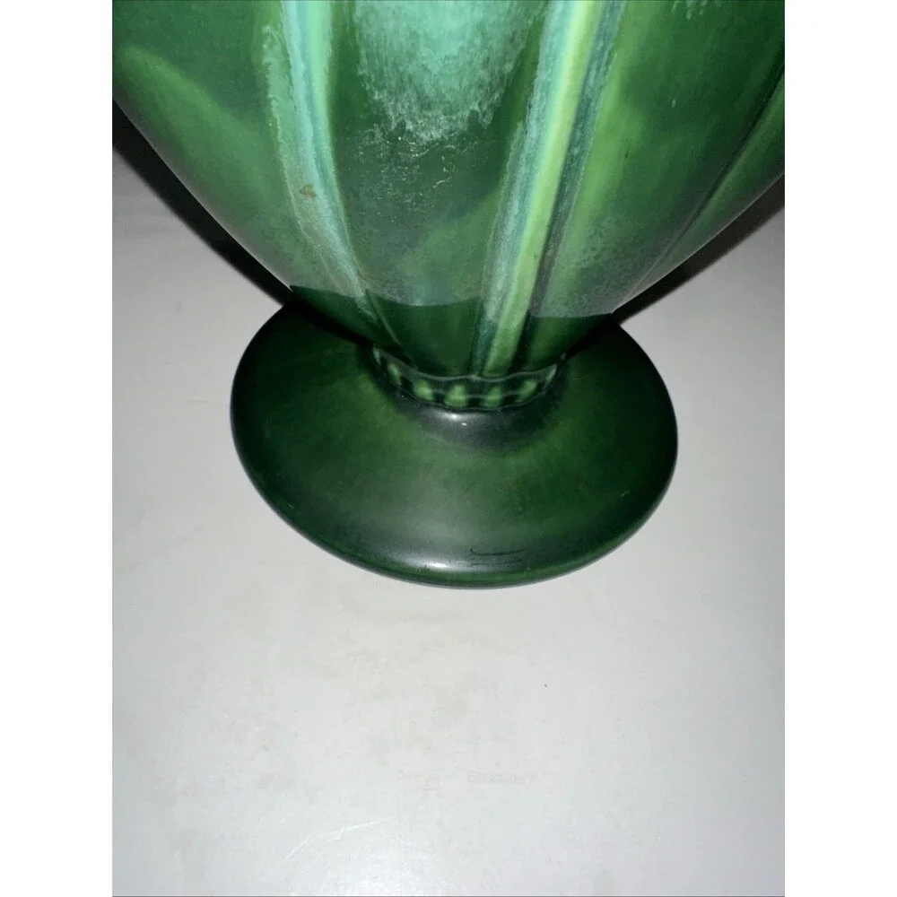 Amazing MCM Royal HAEGER - Art Deco TULIP FAN VASE GREEN Flower-Ware R1523